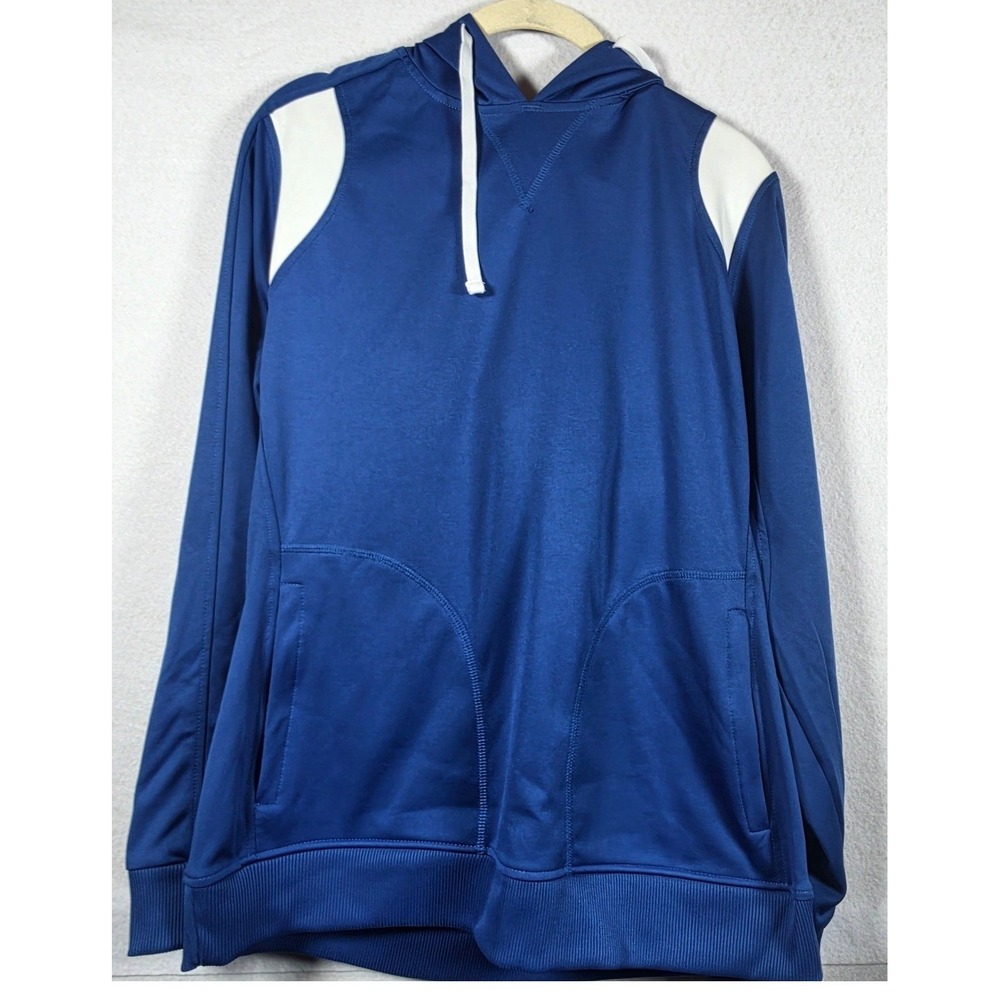 Team 365 Performance Hoodie XL Blue White Contrast TT30W Activewear Sweatshirt